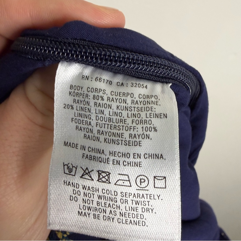 NWT Anthropologie Feather Bone Navy Boho Pants Floral Wide Leg Women's Size 6 - Picture 6 of 6